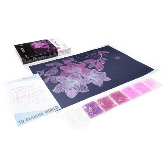 Embroidery Bead Kit Miniart Crafts 55034 Lily Flowers DIY Floral Handmade Decor - Picture 2 of 7